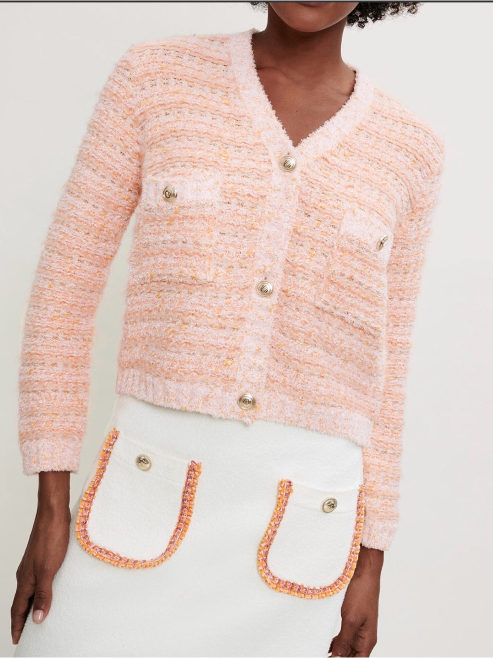 Maje Marge V-Neck Fuzzy Cardigan